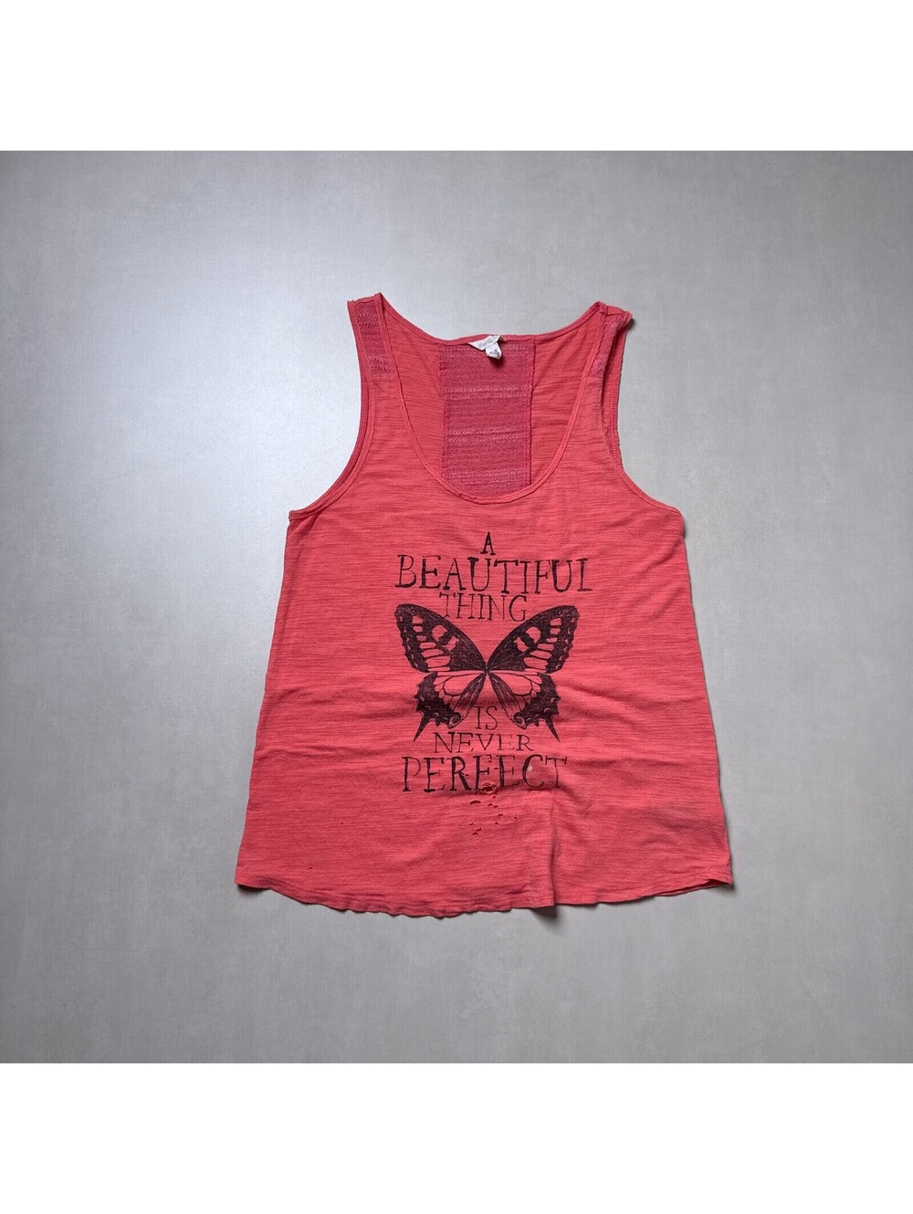 Y2K Aeropostale Coral Butterfly Graphic Tank Top Womens M